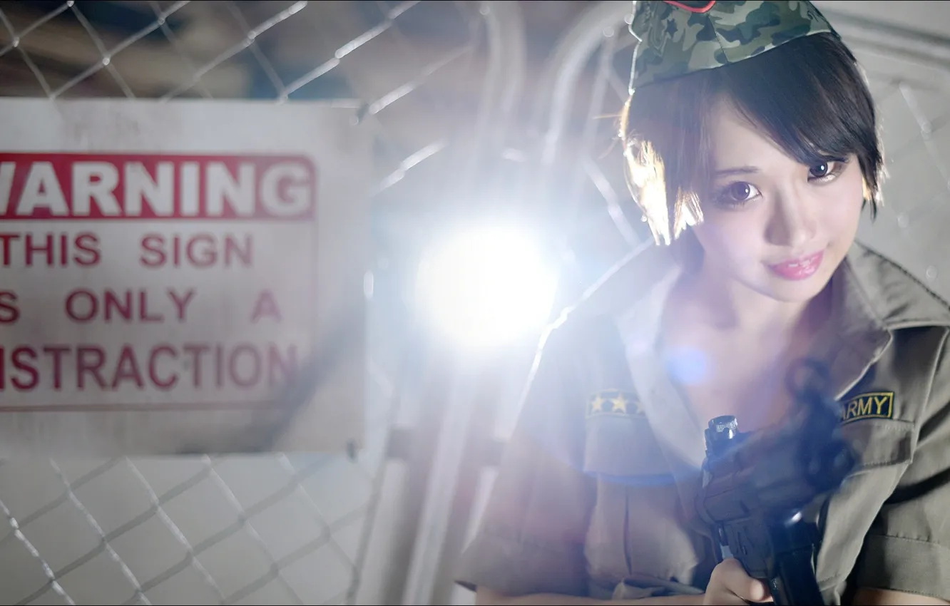 Фото обои Girl, weapon, smirk, warning and control, Oops