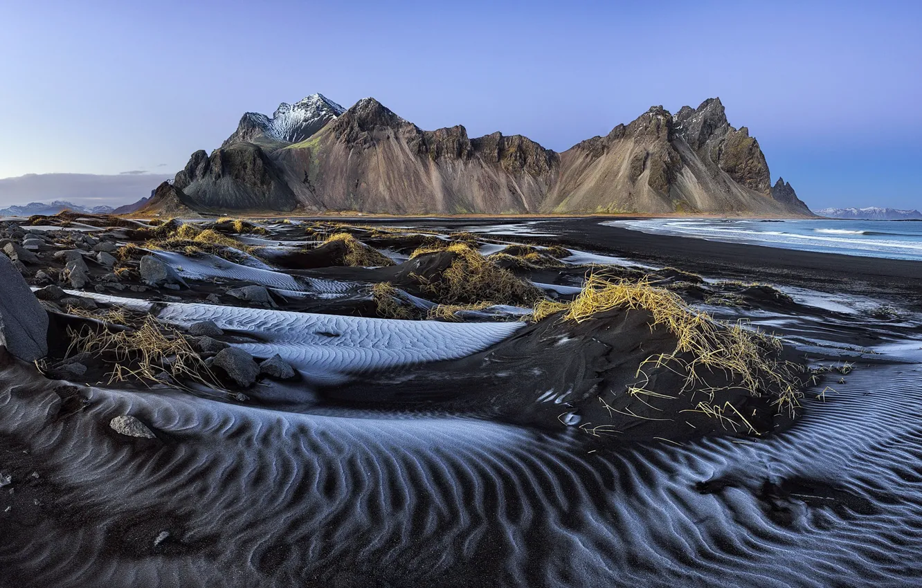 Фото обои beach, iceland, Stokkness stripes