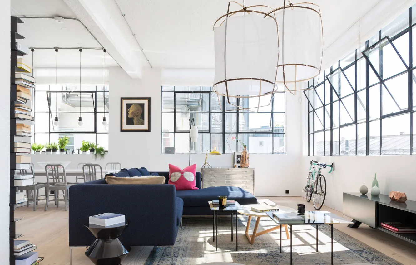 Фото обои интерьер, гостиная, столовая, London Loft