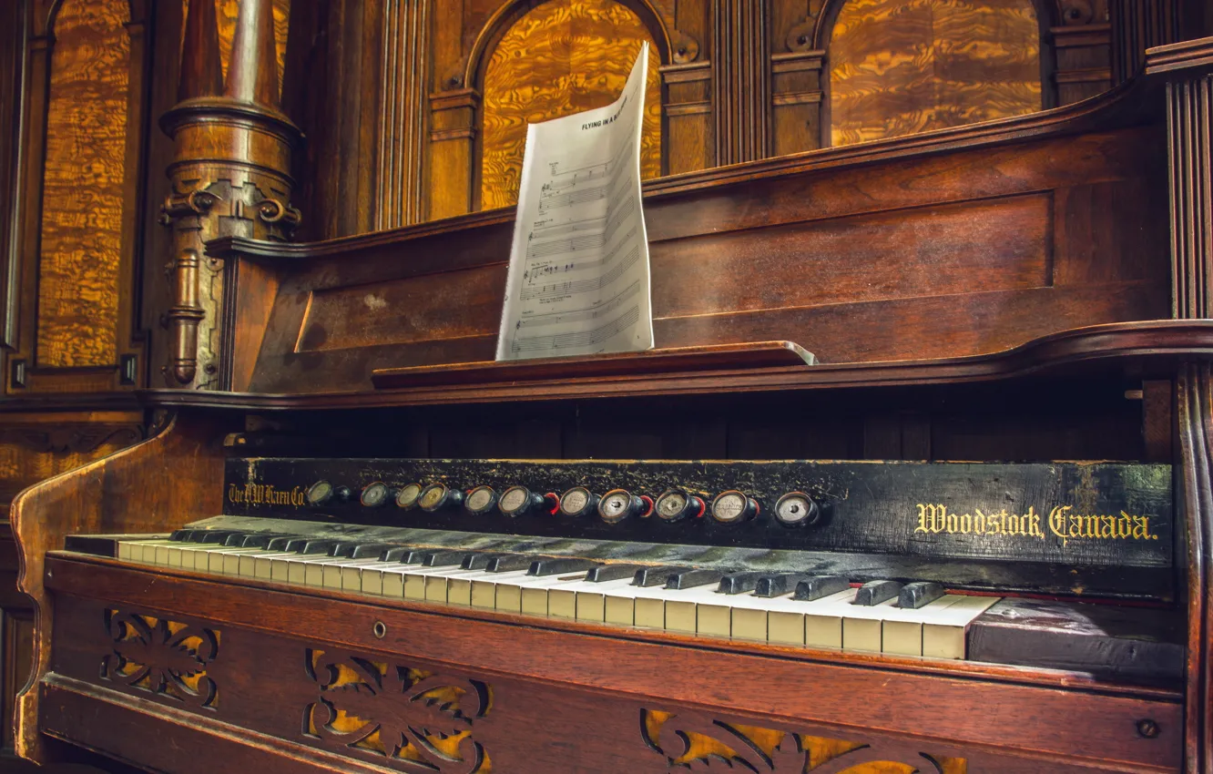 Фото обои ноты, музыка, орган