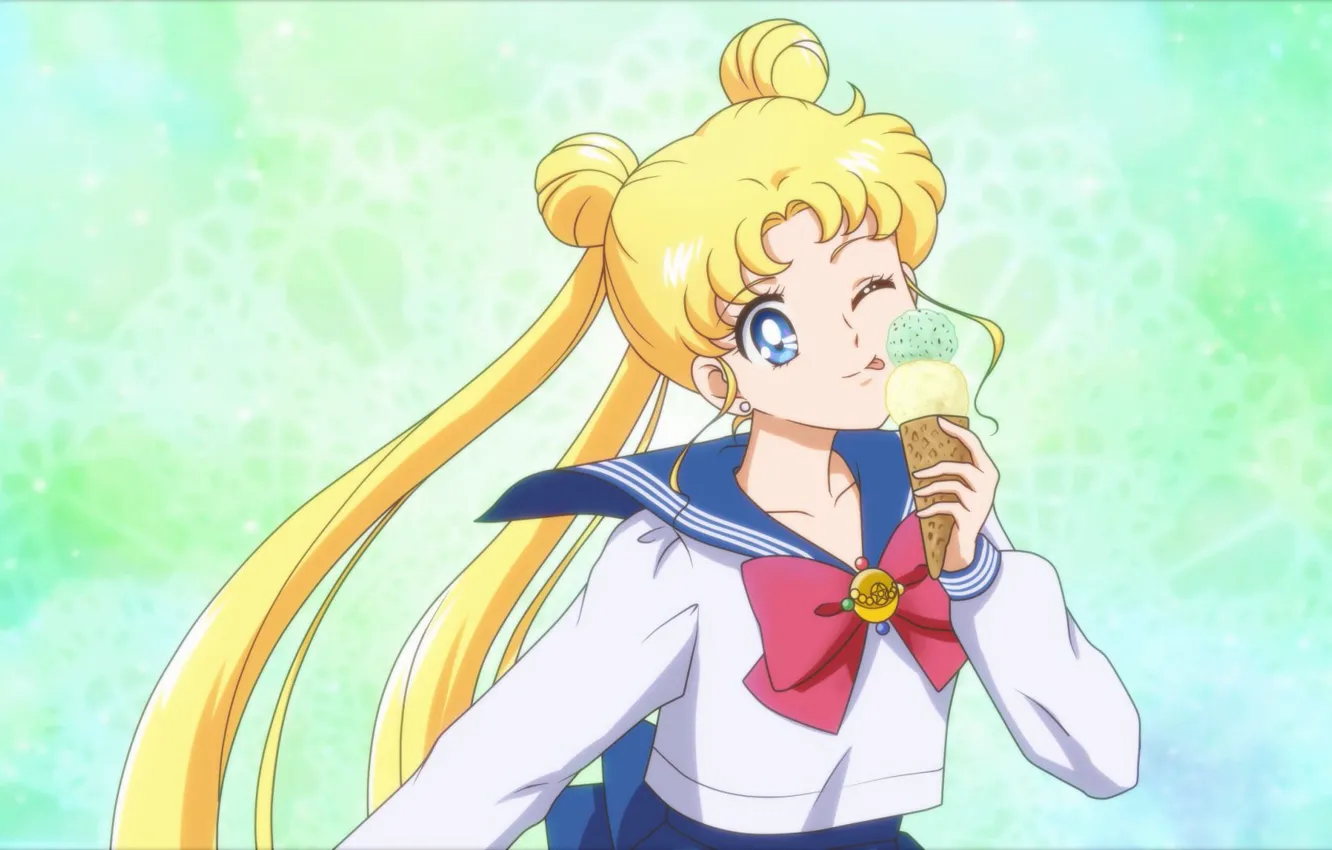 Фото обои девушка, Sailor Moon, мороженка, Usagi Tsukino