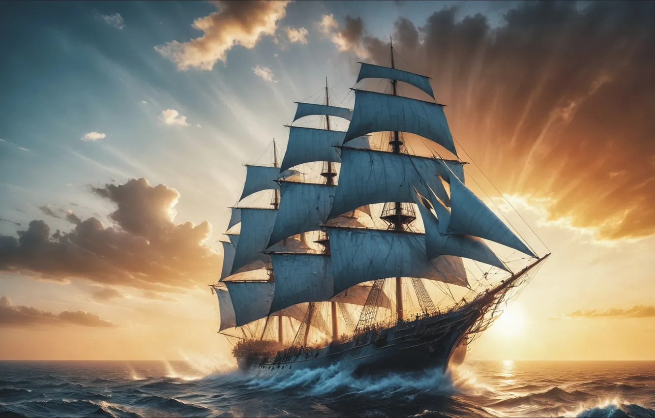 Фото обои океан, парусник, wallpaper, ocean, otherwise, sailing vesel