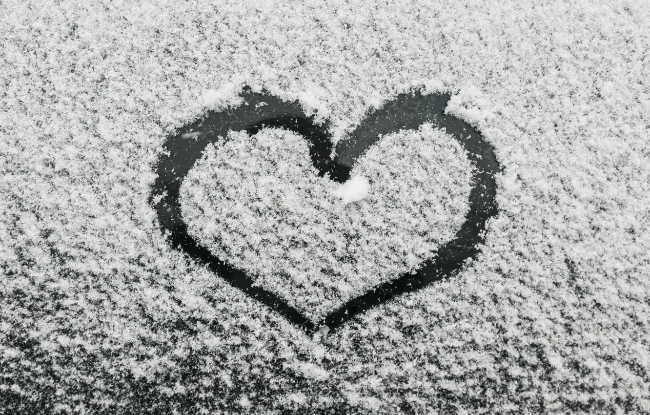 Фото обои зима, снег, любовь, сердце, love, heart, winter, snow