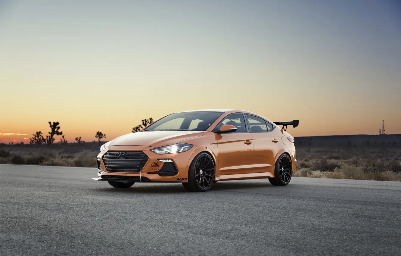 Фото обои Orange, Hyundai, Road, SEMA, Elantra, SEMA 2017, Elantra Sport