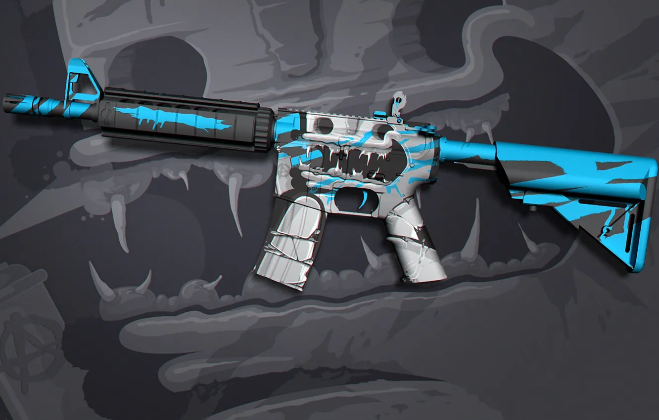 Фото обои челюсти, череп, балончик, punk, раскрас, workshop, cs go, custom paint job