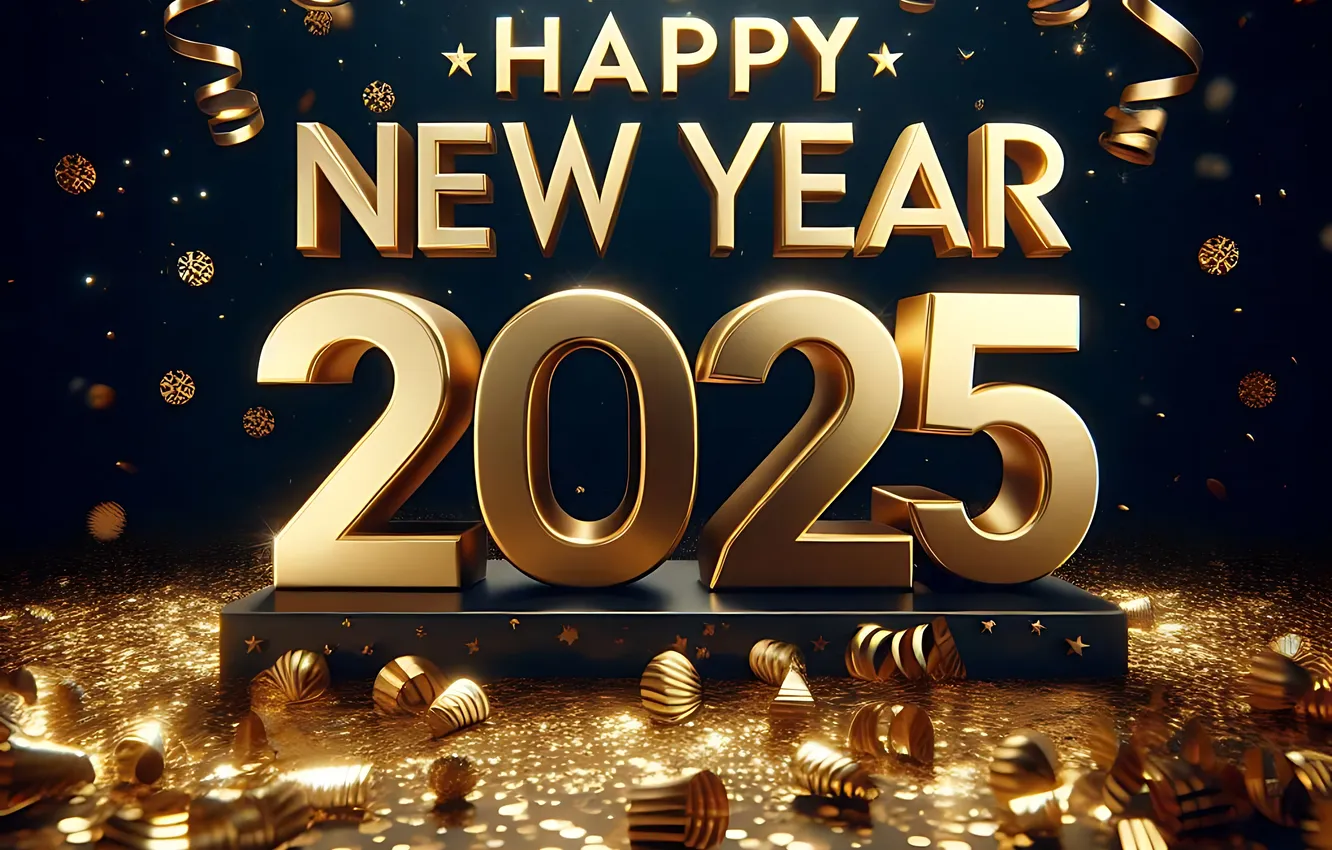 Фото обои Новый Год, цифры, golden, new year, numbers, 2025