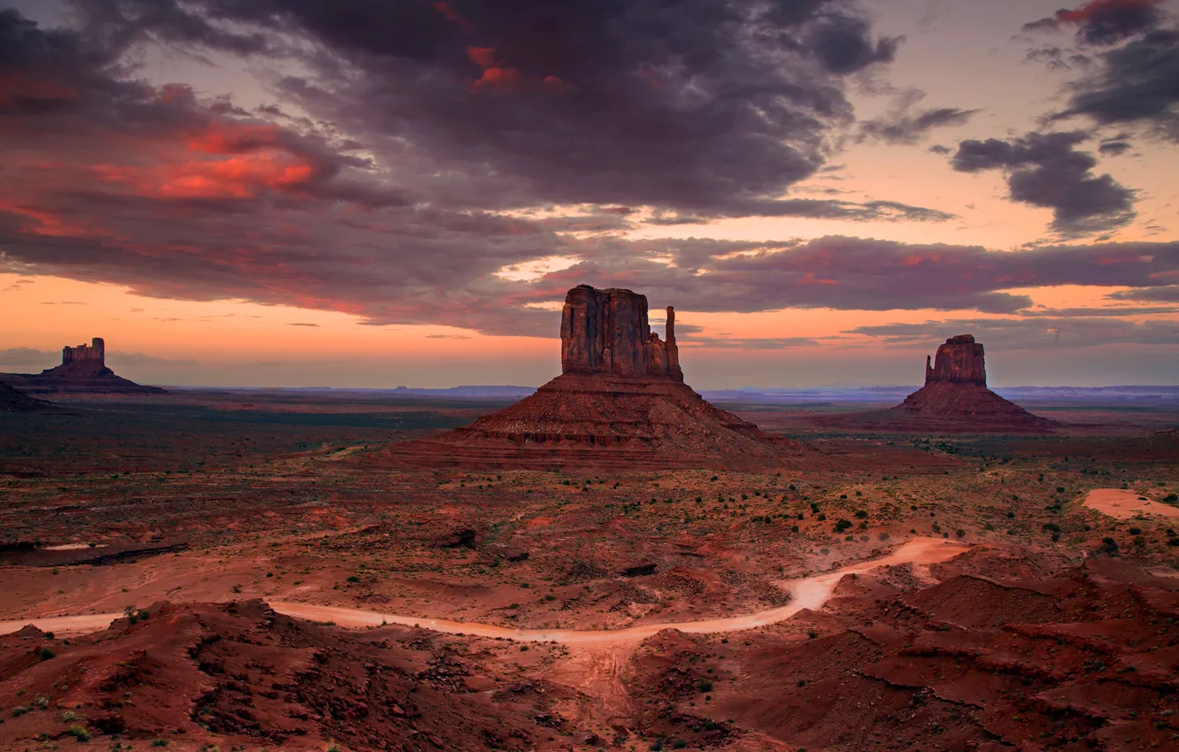 Фото обои пустыня, вечер, долина, Аризона, США, штат, Монументов