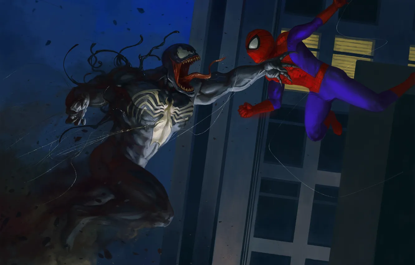 Фото обои black, Spider-Man, Venom, Peter Parker