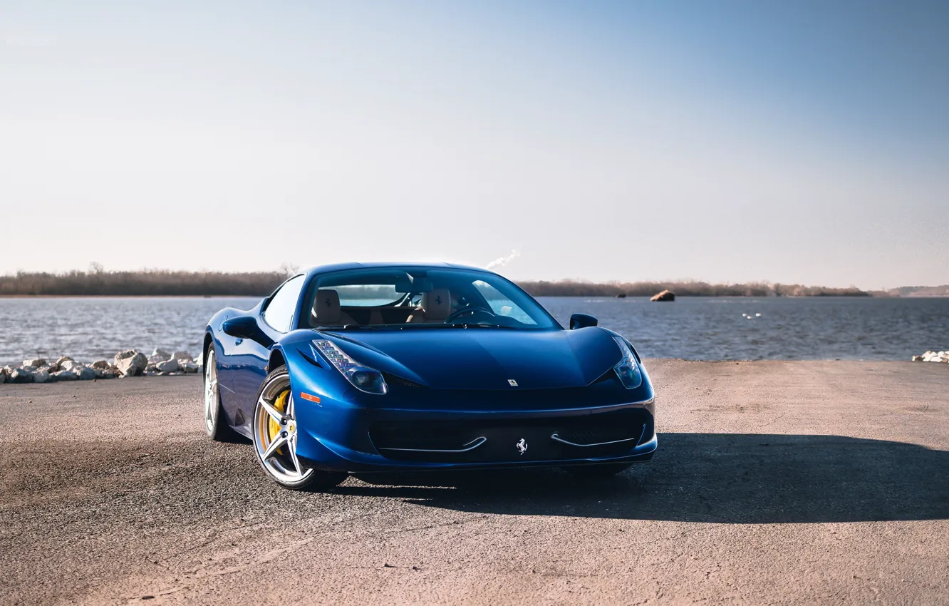 Фото обои Ferrari, 458, blue, Italia