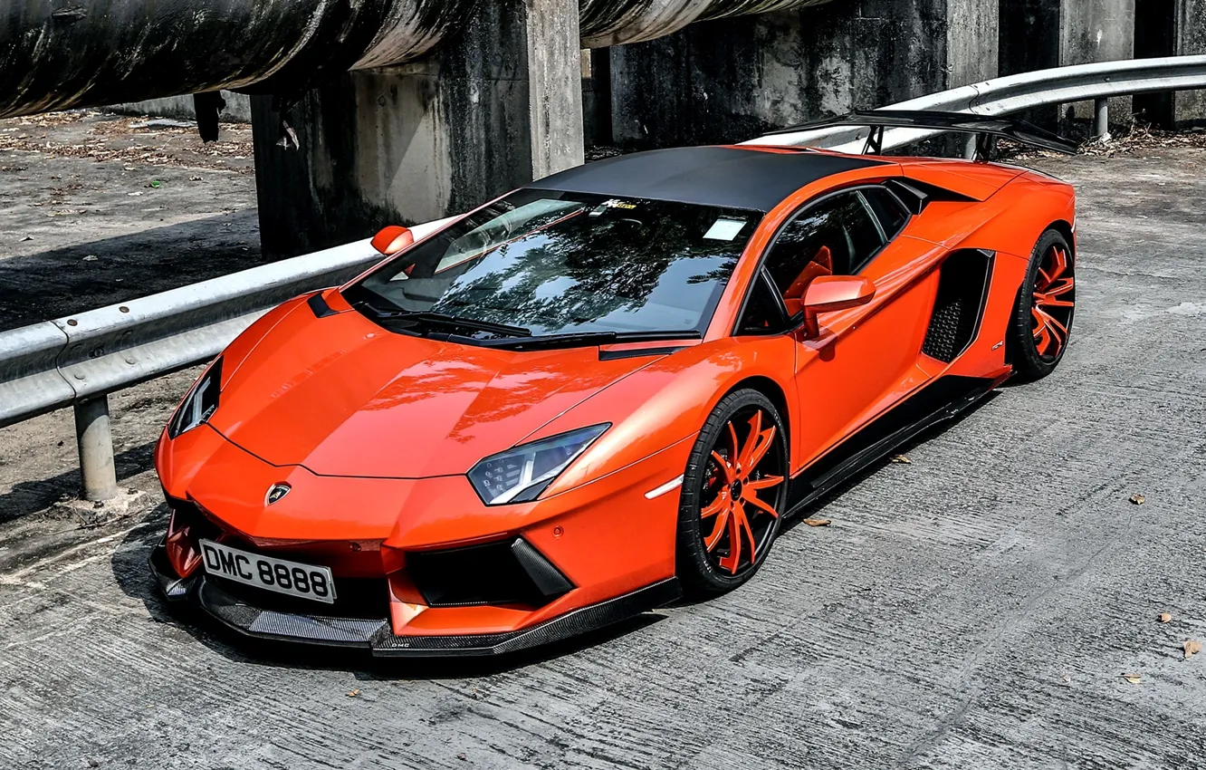 Фото обои Тюнинг, Orange, Автомобиль, Lamborgini, Ламборгини, Tuning, Aventador, Авентадор