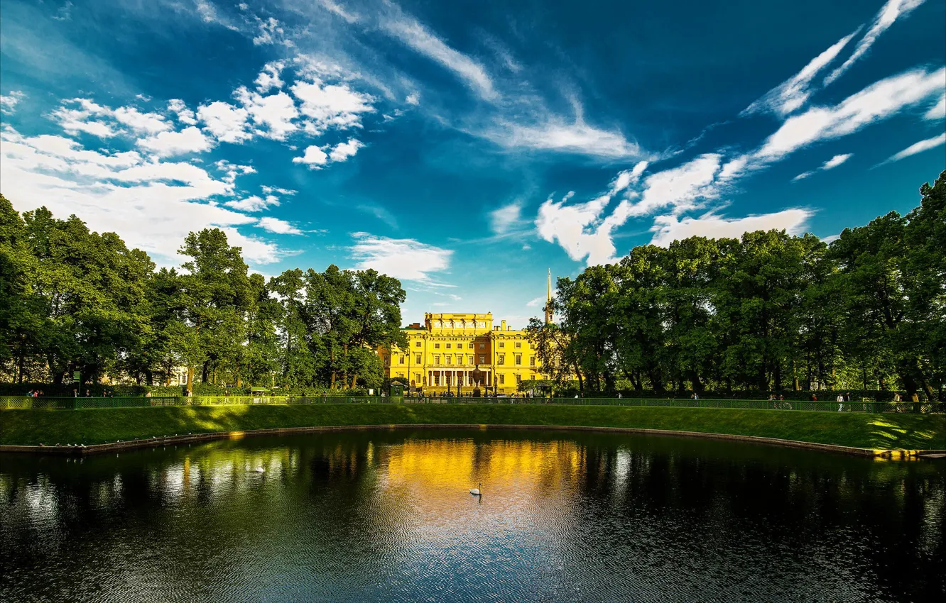 Фото обои озеро, Санкт-Петербург, россия, питер, дворец, спб