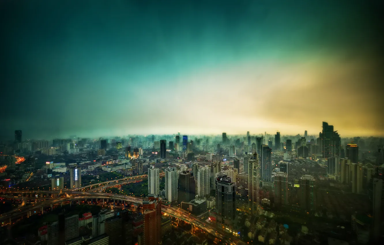 Фото обои мегаполис, шанхай, shanghai, cityscape, megapolis
