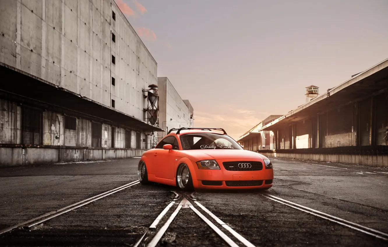 Фото обои Audi, Orange, Car, Tuning, Stance