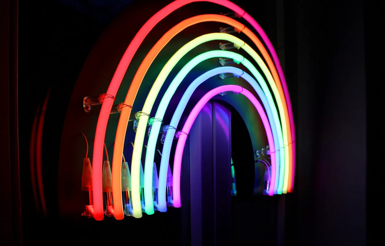Фото обои lights, colorful, rainbow, lines, macro, neon, lamp, bright