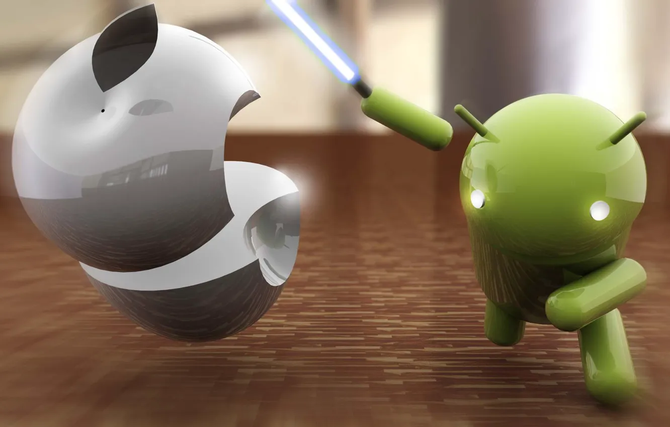 Фото обои apple, яблоко, меч, андроид, android