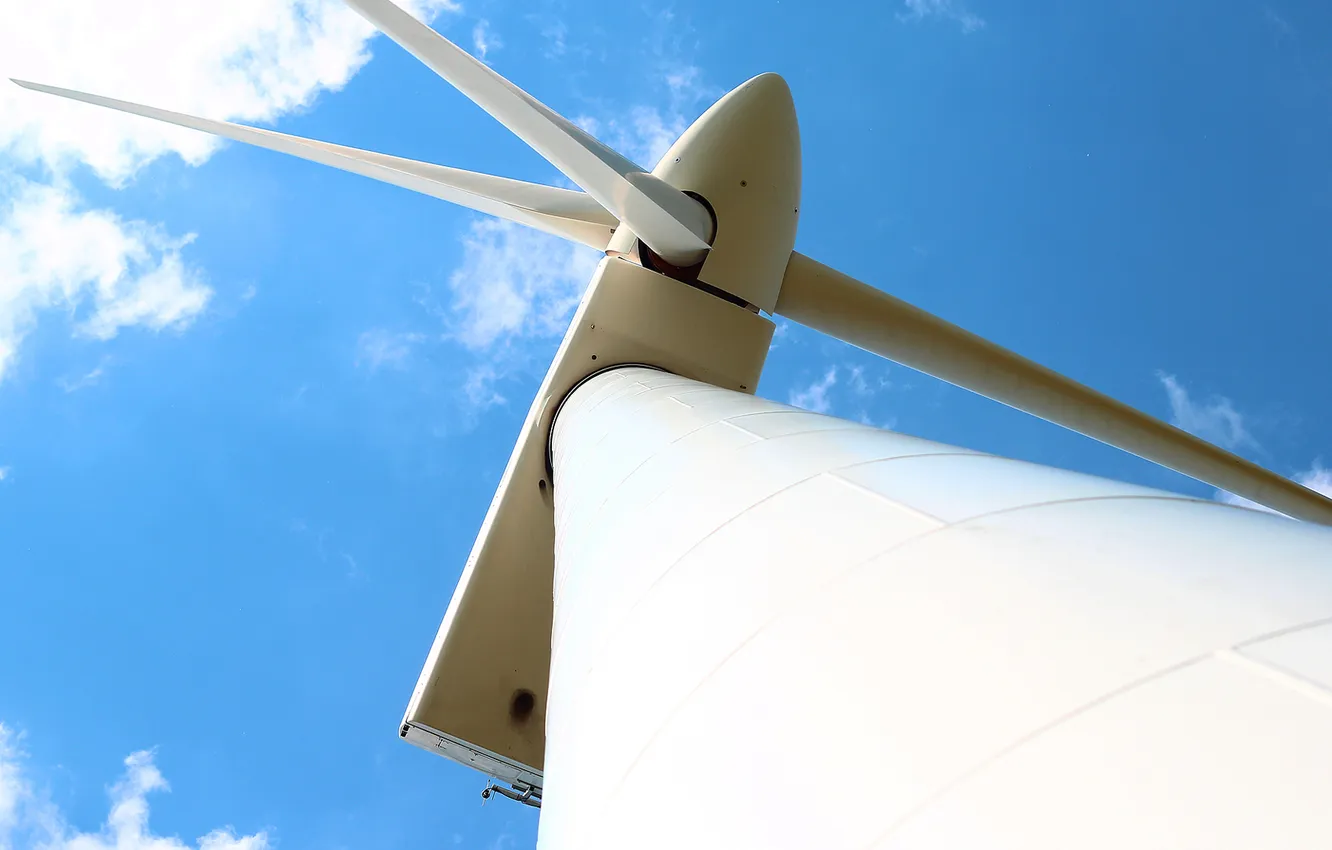 Фото обои небо, энергия, облака, ветряки