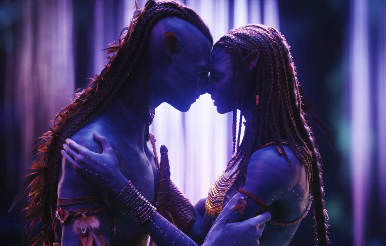 Фото обои love, Avatar, Neytiri, Zoe Saldana, Jake Sully, Sam Worthington, Eywa, Na'vi