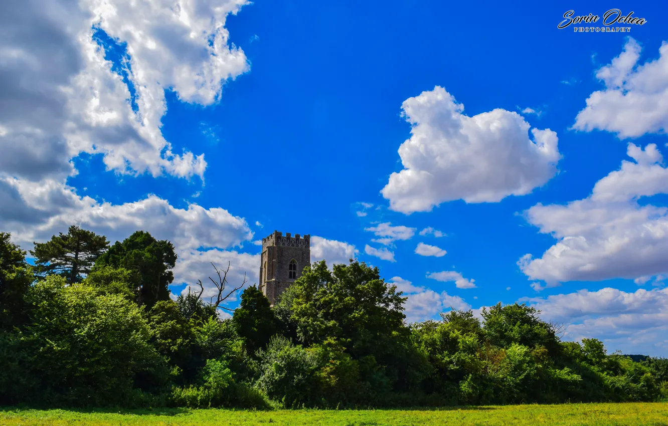 Фото обои Nature, Sky, Landscape, Magic, Summer, United Kingdom, Church, Cloud