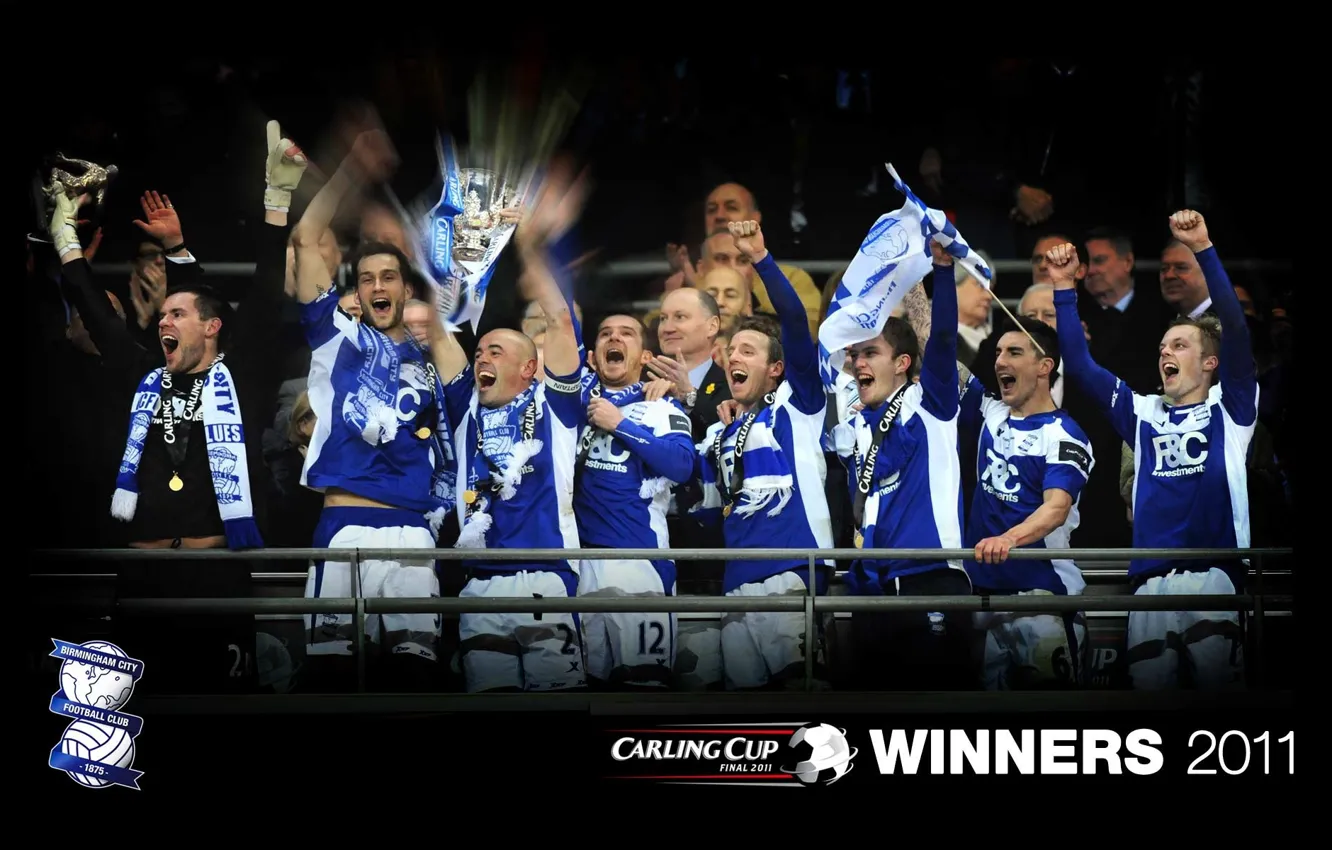 Фото обои wallpaper, sport, football, England, players, Birmingham City FC, Carling Cup Winners