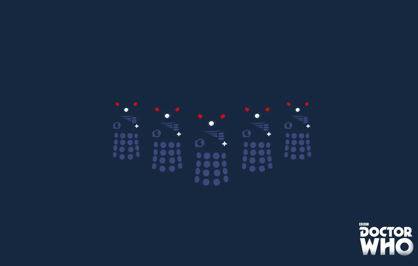 Фото обои Doctor Who, синий фон, Доктор Кто, Daleks, Далеки