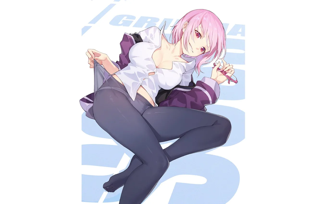 Фото обои girl, sexy, anime, purple, lying down