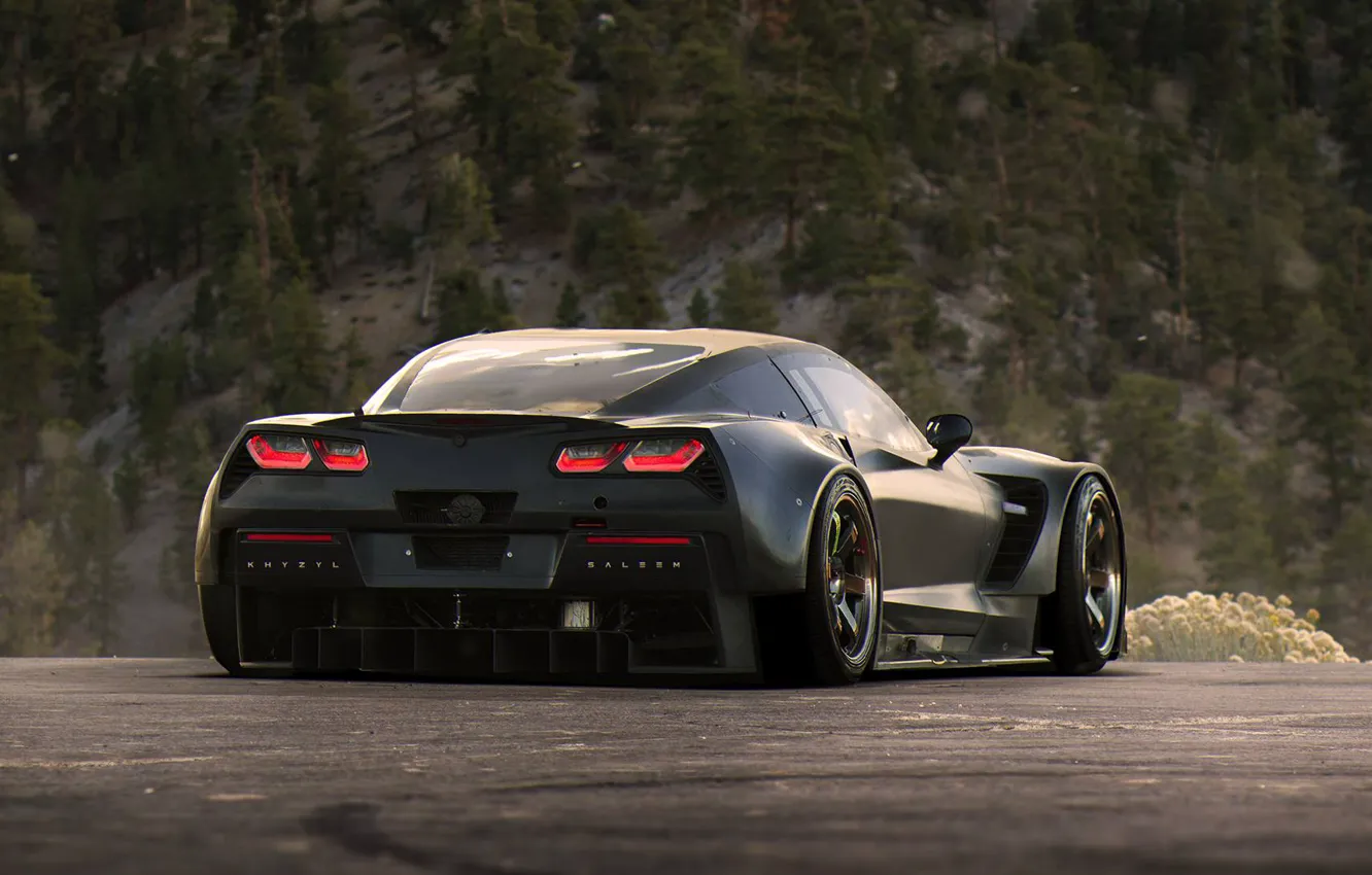 Фото обои Corvette, Chevrolet, Car, Race, Black, Tuning, Future, by Khyzyl Saleem