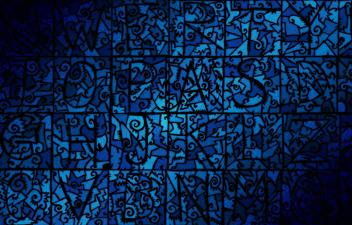 Фото обои синий, мозаика, десктоп, узор, плоский, челюсти