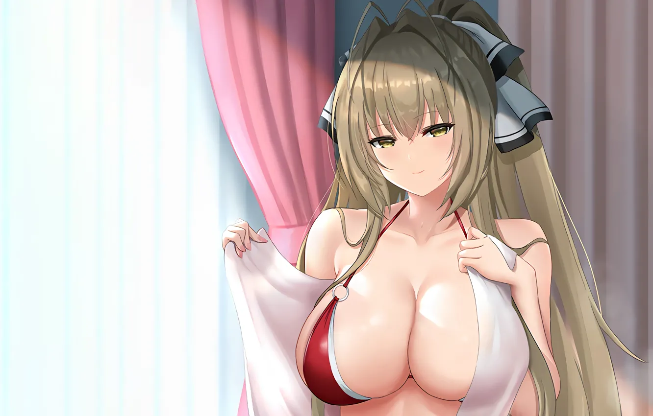 Фото обои girl, sexy, cleavage, long hair, boobs, anime, beautiful, pretty