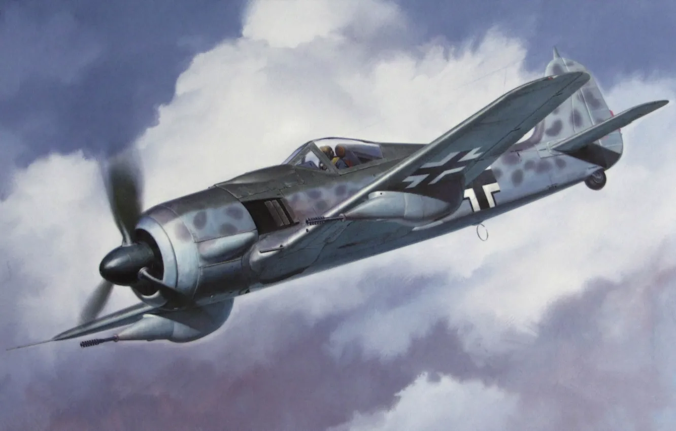Фото обои war, art, painting, aviation, ww2, Focke-Wulf, tank buster, Fw190F-8