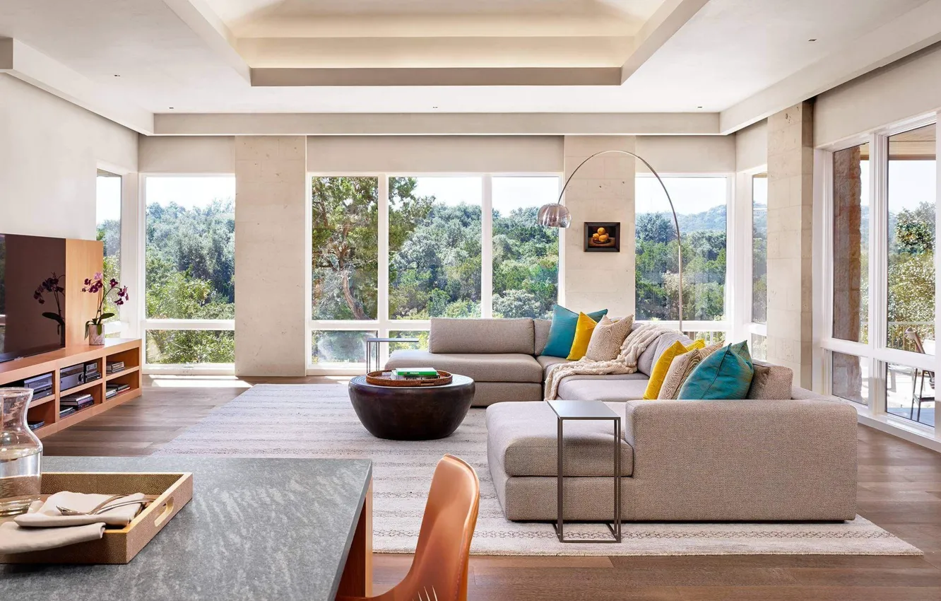 Фото обои интерьер, гостиная, светлая, Westlake Cove, by Shiflet Group Architects