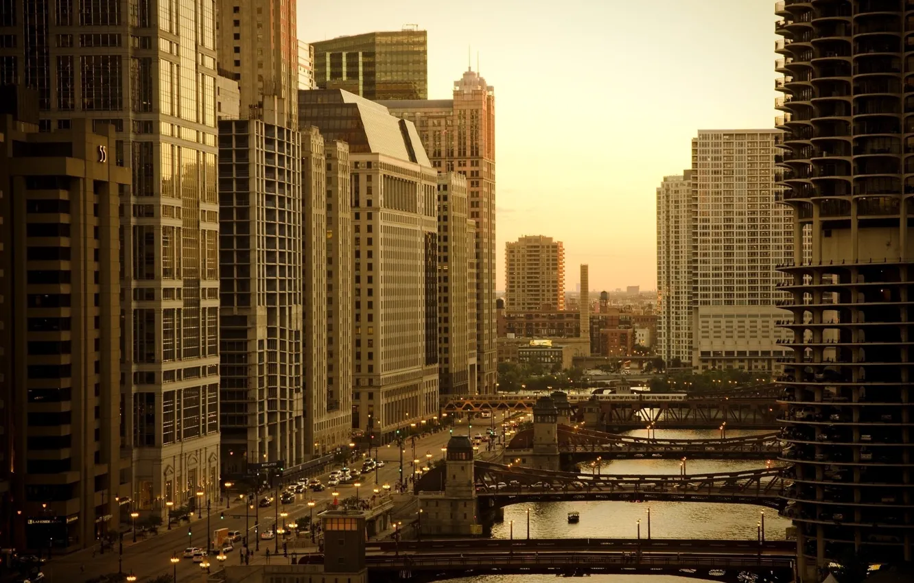 Фото обои здания, дома, небоскребы, америка, чикаго, сша, chicago