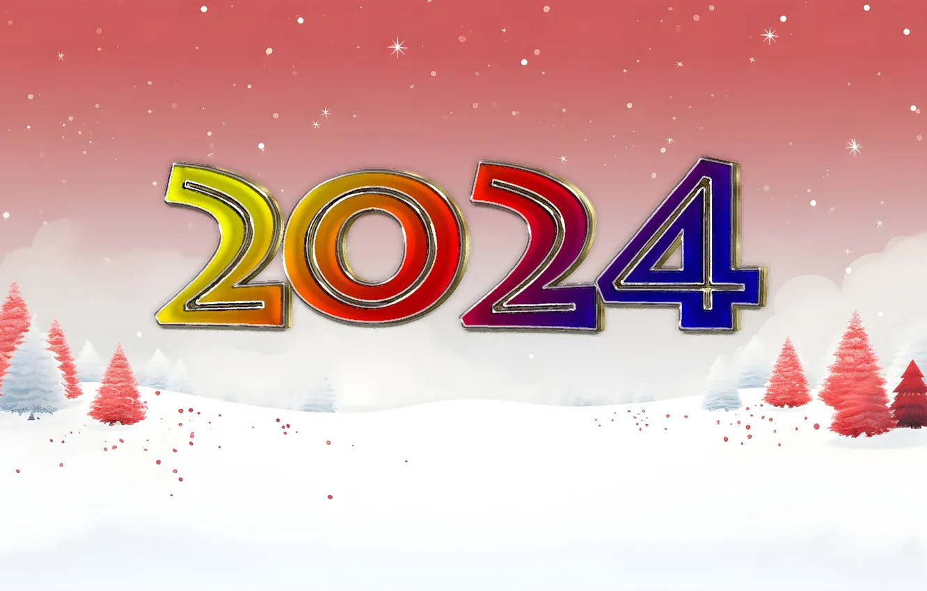 Фото обои зима, небо, снег, цветные, графика, блеск, новый год, цифры