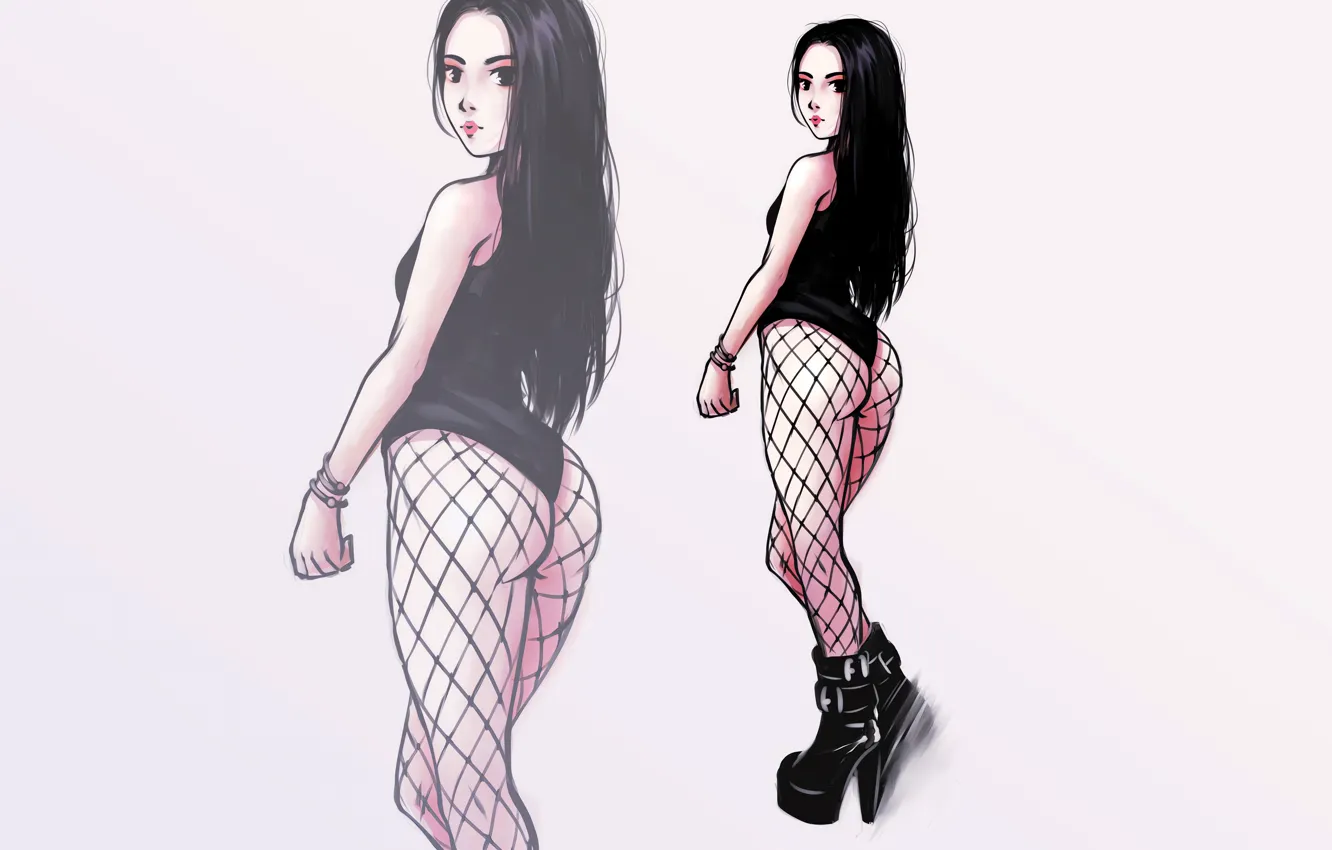 Фото обои girl, sexy, ass, long hair, legs, anime, beautiful, pretty