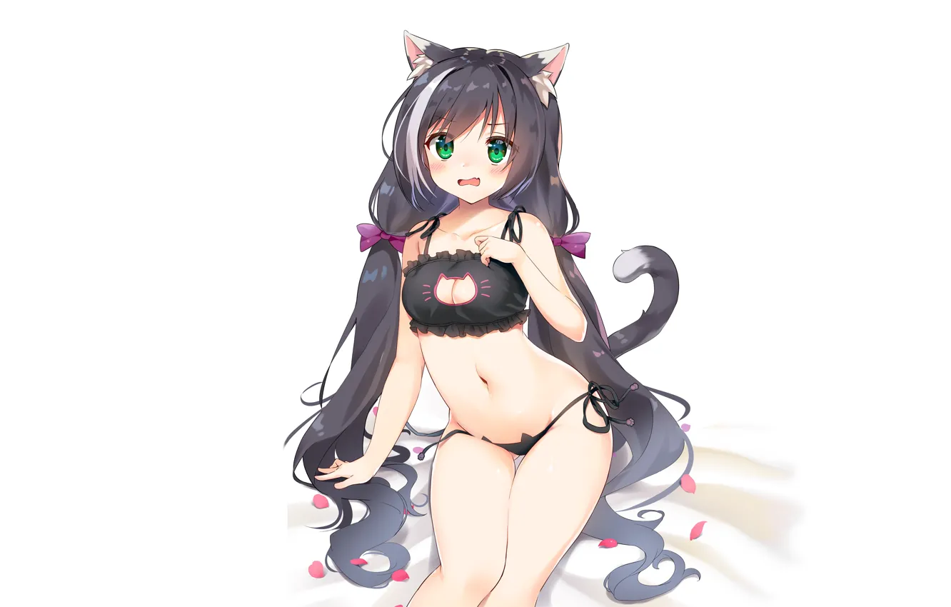 Фото обои girl, sexy, lingerie, pantsu, bra, cleavage, panties, green eyes