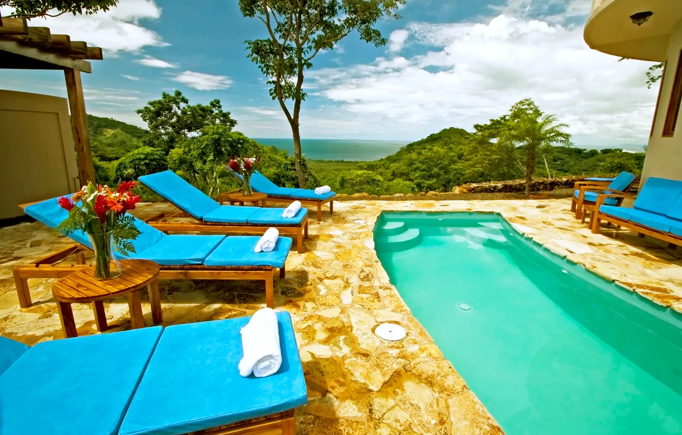 Фото обои дом, океан, отдых, бассейн, relax, Costa Rica, Pool &ampamp; Ocean View