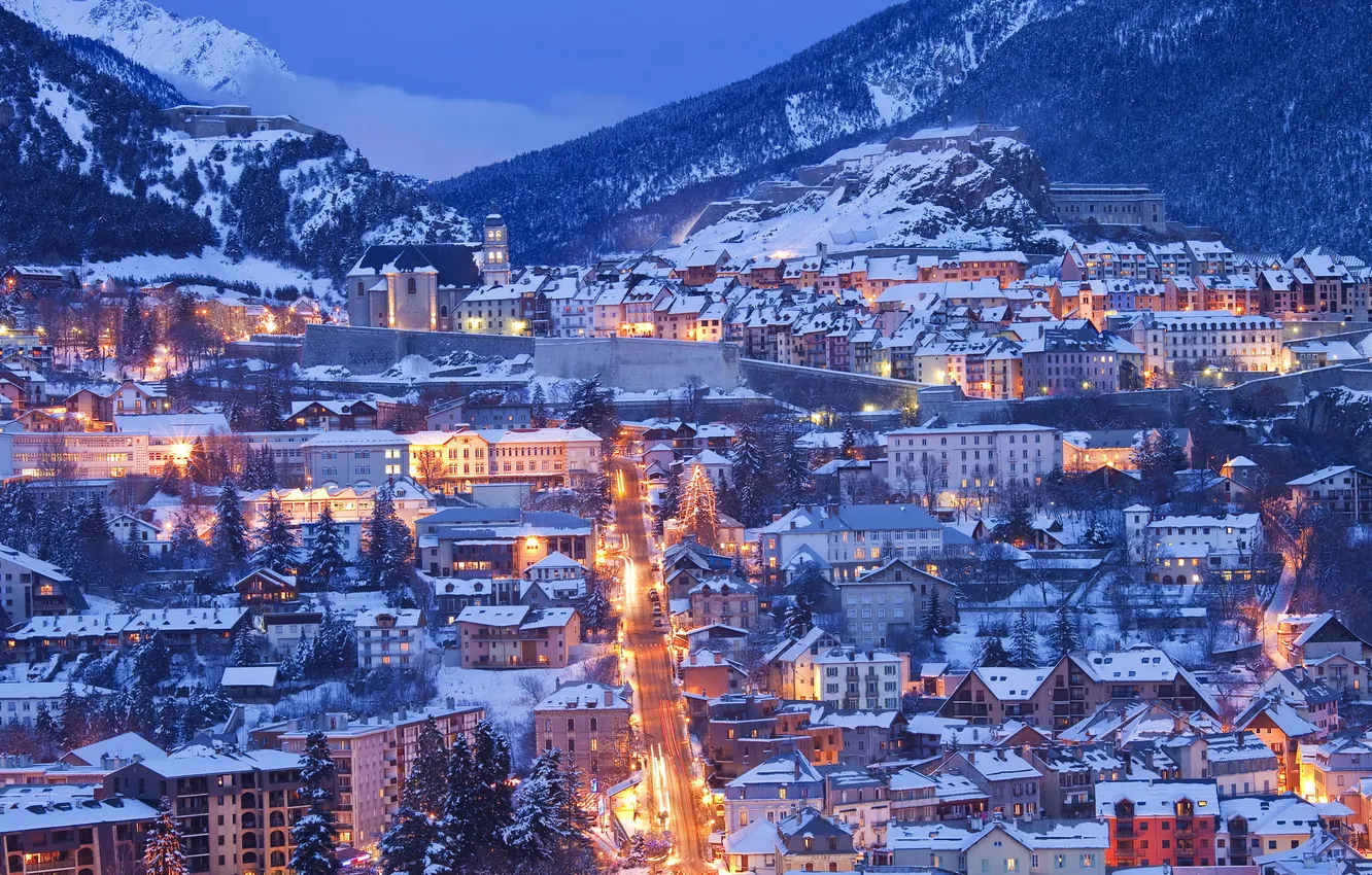 Фото обои France, winter, houses, Alps, cities., Comte, Franche