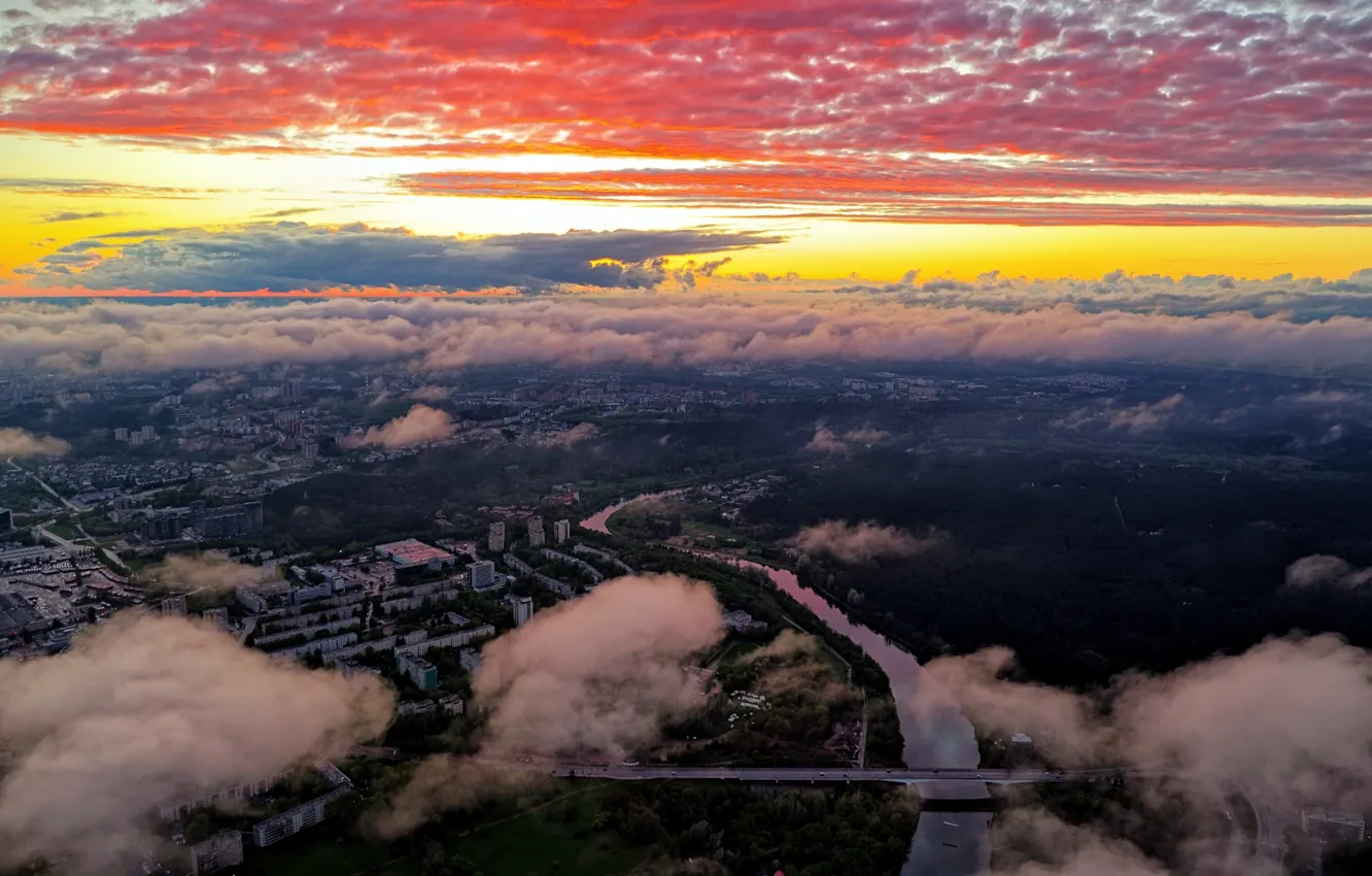Фото обои Lietuva, Vilnius, saulėlydis