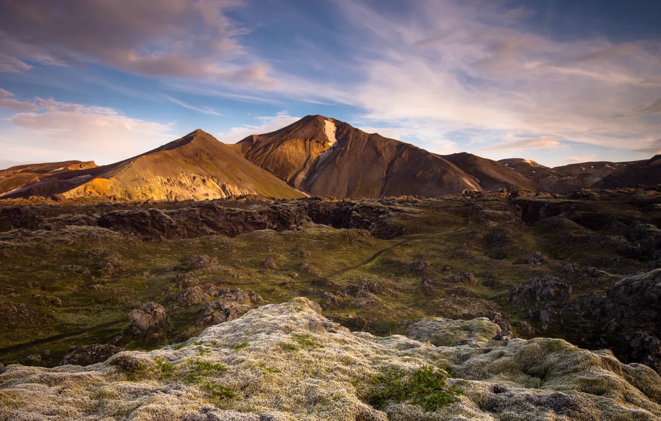 Фото обои горы, Исландия, Landmannalaugar