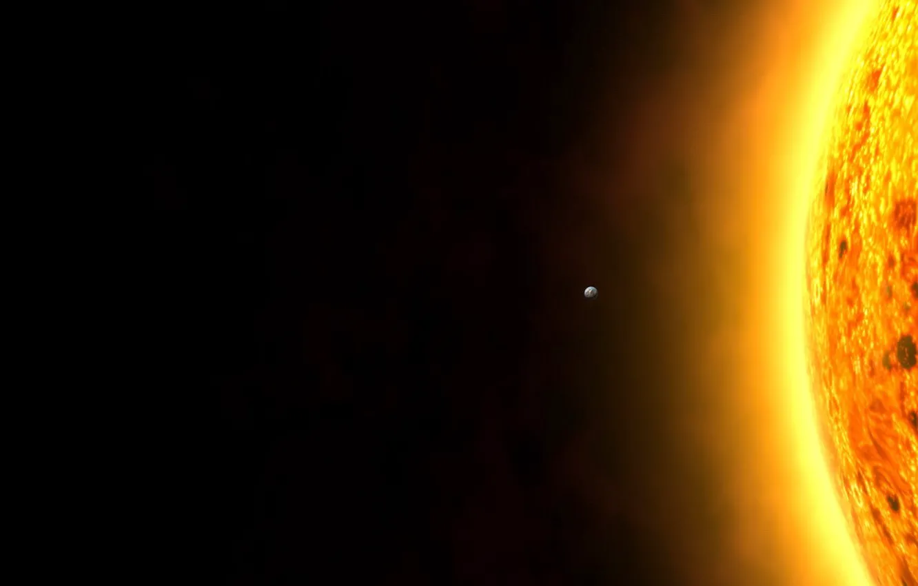 Фото обои черный, планета, Солнце