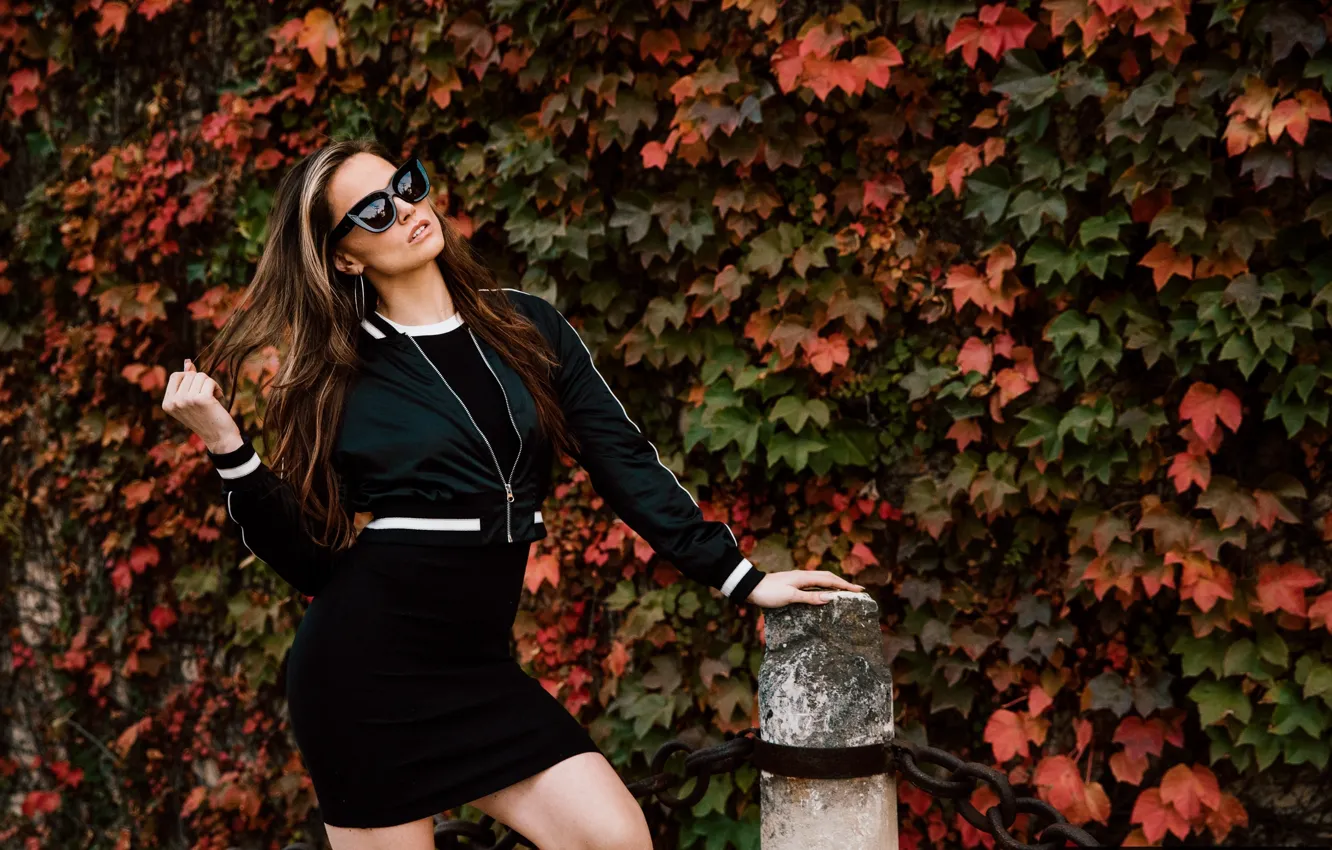 Фото обои Tori Black, Model, Black Dress, Sunglasses, Woman Outside