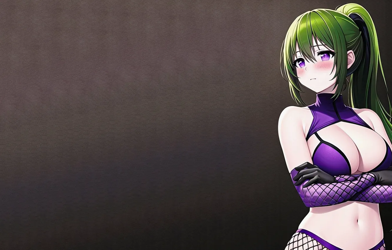 Фото обои girl, breast, anime