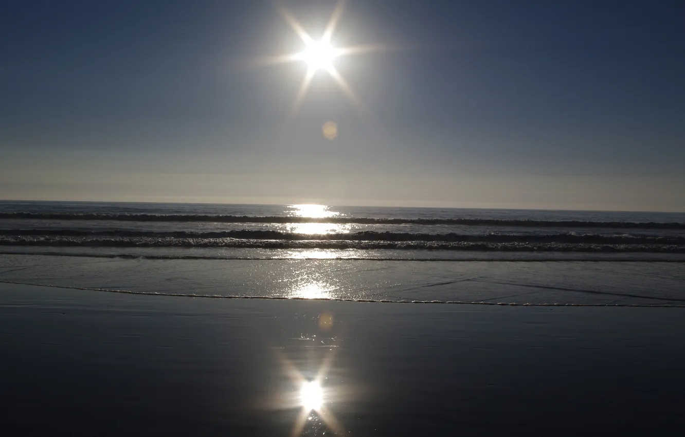 Фото обои море, волны, пляж, солнце, отражения, блики, берег, калифорния