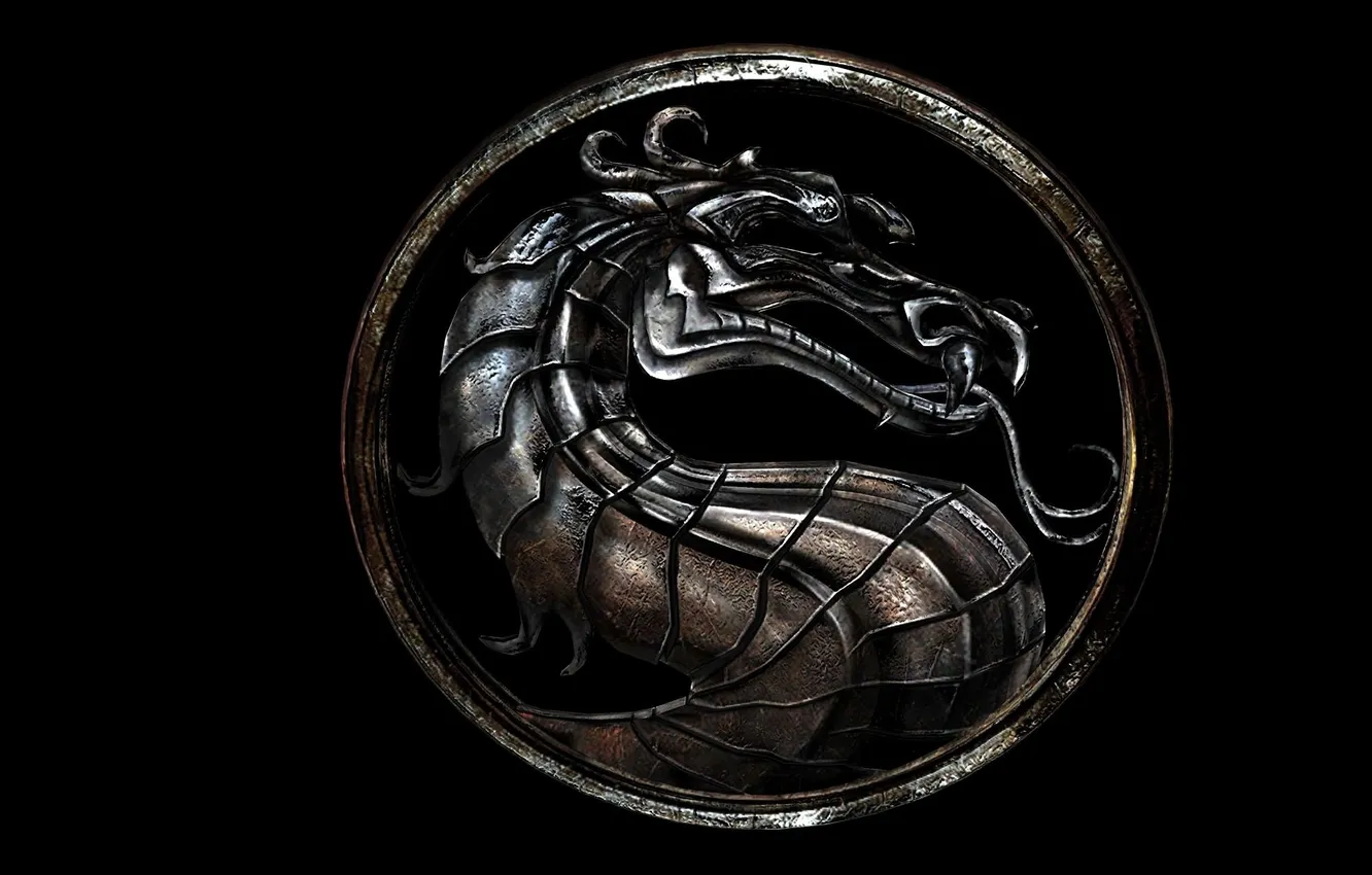 Фото обои дракон, символ, Mortal Kombat, Dragon Logo, черной фон