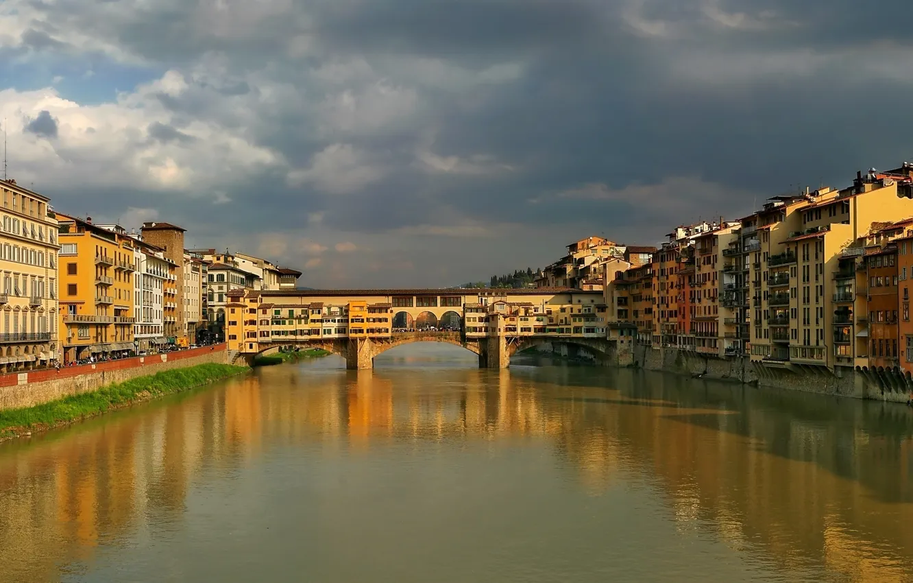 Фото обои город, река, Флоренция, Пейзажи, Понте Веккио