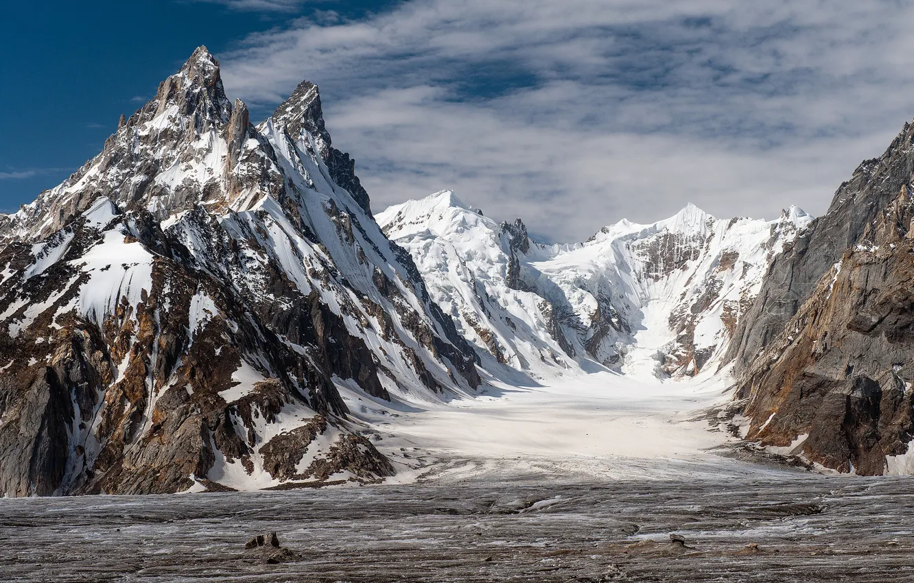 Фото обои снег, горы, Pakistan, Пакистан, Biafo glacier