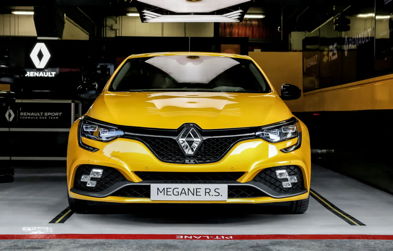 Фото обои Renault, вид спереди, хэтчбек, 2018, Trophy, Megane RS