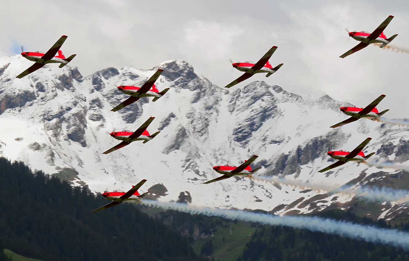 Фото обои полет, авиация, горы, самолеты