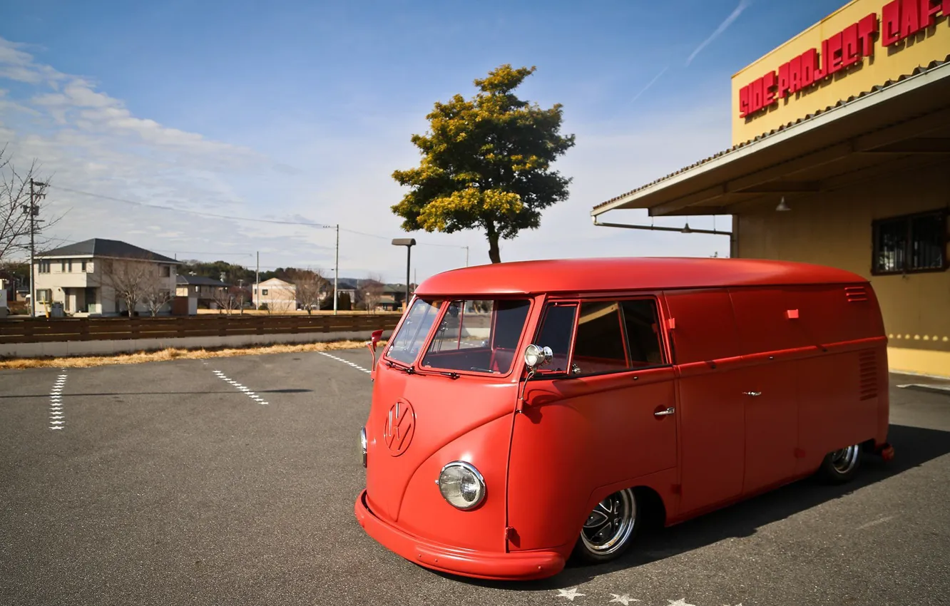 Фото обои Volkswagen, Red, Bus