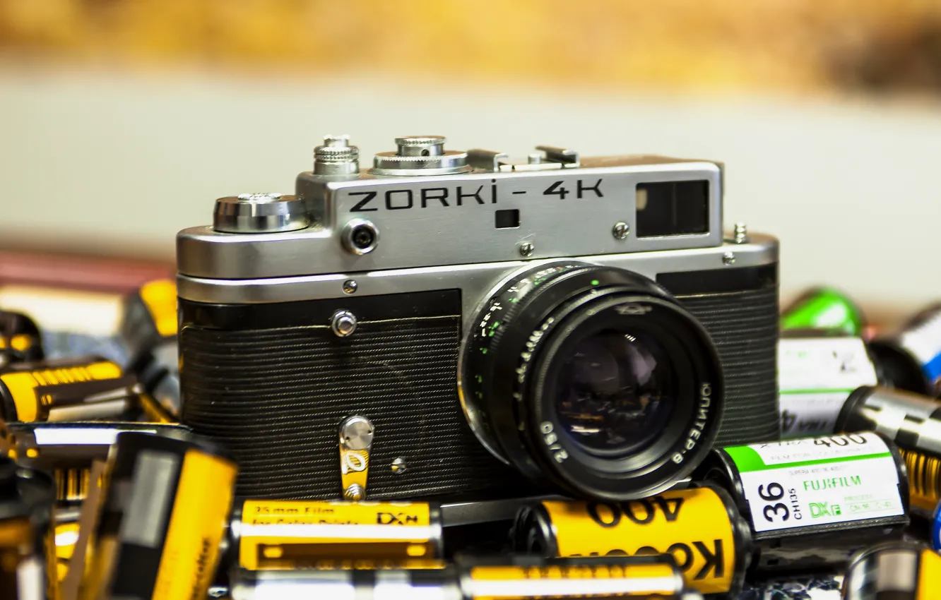 Фото обои камера, фотоаппарат, объектив, ZORKI-4K