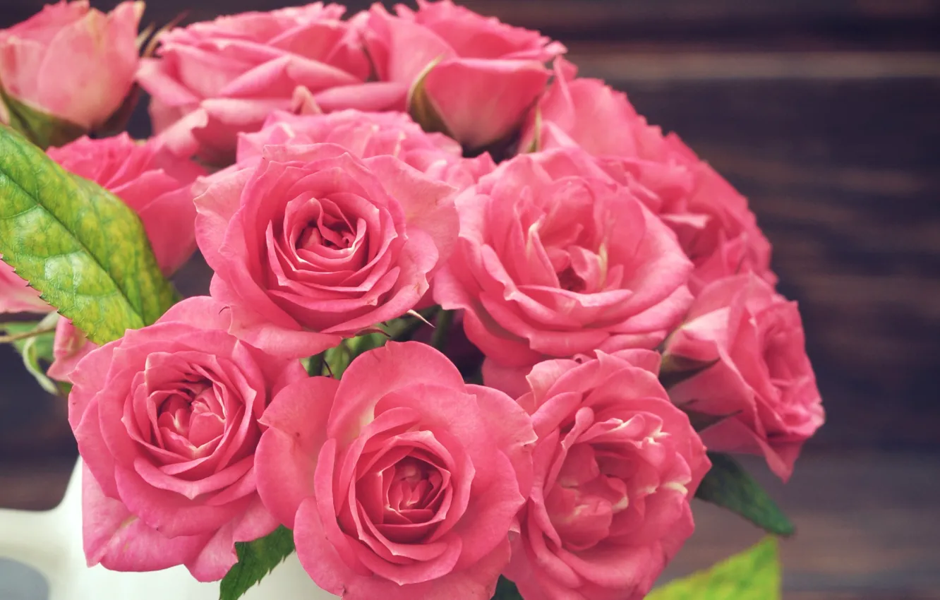 Фото обои цветы, розы, букет, розовые